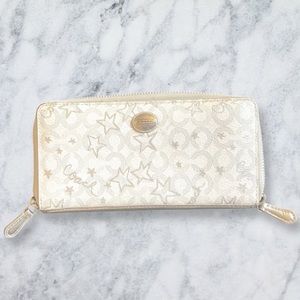 Large White/Silver Coach Wallet